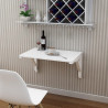 Suixtil Folding Drop Leaf Wall Mounted Table - White Wood Kitchen Dining Table for Small Spaces, Corner Computer Desk, Laptop &