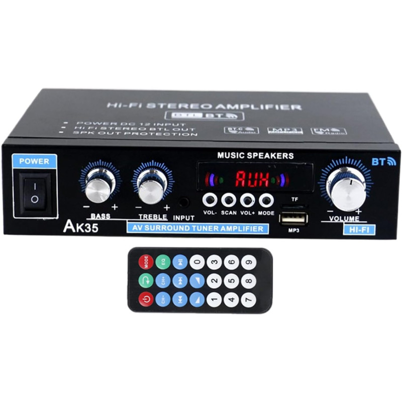 Heimverstärker | Kompakt-Verstärker Stereoempfänger - Kabelloser HiFi Surround Player mit Multimode für TV, Mikrofon, Karaoke,
