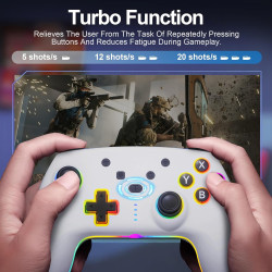 Wireless Controller für Switch/Lite/OLED Konsole, Switch Pro Controller mit Farbwechselnde RGB Beleuchtung/Dual Vibration/6