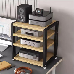 3-stöckiger HiFi-Lautsprecherständer und Medienschrank für Heimkino, Stereo-Audio-Rack für Plattenspieler, Spielkonsolen und