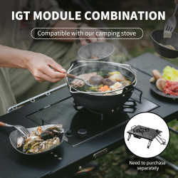 Naturehike Tragbarer IGT-Tisch mit Holzkohlegrill, klappbarer Campingtisch und Grill, Lieferung mit Tischverlängerung und
