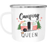 Moonworks® Emaille-Tasse Camping Queen King Wohnwagen Geschenk Camper Campingurlaub Zubehör King emaille-weiß-silber standard