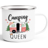 Moonworks® Emaille-Tasse Camping Queen King Wohnwagen Geschenk Camper Campingurlaub Zubehör King emaille-weiß-silber standard