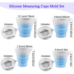 Koonafy Silikon Messbecher Set für Epoxidharz,4 Stück Mischbecher Epoxidharz Silicone,50ml/100/250ml/500ml Measuring Cups