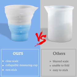 Koonafy Silikon Messbecher Set für Epoxidharz,4 Stück Mischbecher Epoxidharz Silicone,50ml/100/250ml/500ml Measuring Cups