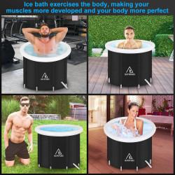Faltbare Eisbad Badewanne 80cm Large Aufblasbare Badewanne Erwachsene Eisbaden Tonne Freistehende Ice Tub Mobile Badewanne
