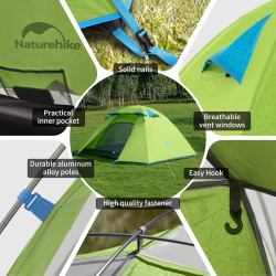 Naturehike Profi Series 3-Personen Zelt wasserdicht Ultraleicht 3-4 Jahreszeiten PU3000mm 2.1kg kompaktes Paket für Camping