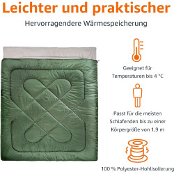 Amazon Basics Rechteckig Schlafsack für kaltes Wetter, zum Camping und Wandern, Queensize-Größe für zwei Personen, Double,