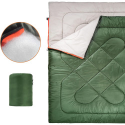 Amazon Basics Rechteckig Schlafsack für kaltes Wetter, zum Camping und Wandern, Queensize-Größe für zwei Personen, Double,