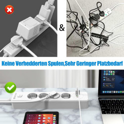 CEE-Adapterleitung 2500W mit 4-Fach Steckdose & USB 2U1C – 5m Camping Kabel (3x1.5mm², blaues Flexkabel) – Für Camping, Küche,