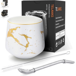 TELANKS Modernes Mate Becher 200 ml, Keramik Yerba Mate Becher, Mate Tee Tasse, Mate Cup Set Enthält Bombilla Stroh aus