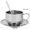 120 ml Edelstahl-Kaffeetassen-Set mit Untertasse, doppellagiger isolierter Kaffeetasse, Metall-Espresso-Tasse, Cappuccino-Tasse