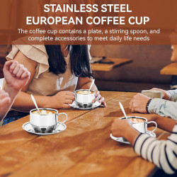 120 ml Edelstahl-Kaffeetassen-Set mit Untertasse, doppellagiger isolierter Kaffeetasse, Metall-Espresso-Tasse, Cappuccino-Tasse