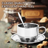 120 ml Edelstahl-Kaffeetassen-Set mit Untertasse, doppellagiger isolierter Kaffeetasse, Metall-Espresso-Tasse, Cappuccino-Tasse