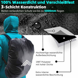 Frelaxy Regenschutz für Rucksäcke Schulranzen(15-90L), Wasserdichter Rucksack Regenhülle Regencape mit Reflektoren &