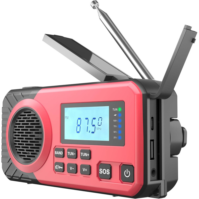 Acta Berg Kurbelradio | Notfallradio mit Kurbel & 5000 mAh Akku | Solar Radio mit Weltempfänger | Handkurbel Blackout