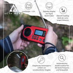 Acta Berg Kurbelradio | Notfallradio mit Kurbel & 5000 mAh Akku | Solar Radio mit Weltempfänger | Handkurbel Blackout