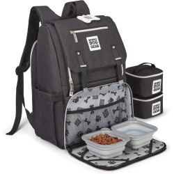 Mobile Dog Gear, Ultimate Week Away Rucksack für kleine Hunde, inkl. 2 Futterschalen und 2 faltbaren Silikonnäpfen, Schwarz