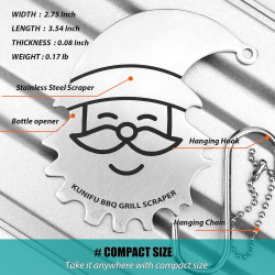 KUNIFU BBQ Grill Scraper, Stocking Stuffers, Bristle-Free for Griddle, Kitchen Gadgets Cleaner, Camping Accessories, Ideal Gifts