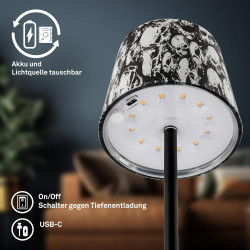 BRILONER – LED Tischlampe Kabellos, Dimmbare Nachttischlampe Touch, Schreibtischlampe, Leselampe, Tischleuchte Outdoor und