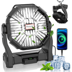 Kssvzz Camping Ventilator mit LED-Licht, 36 Stunden Ventilator Akku 10400mAh mit Typ-C Eingang USB Ausgang, 4 Stufiger Zelt