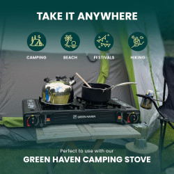 Green Haven 2L Camping Flötenkessel - Tragbare Edelstahl Reise-Teekanne, Campingkessel für Gasherd, Elektroherd & Lagerfeuer,