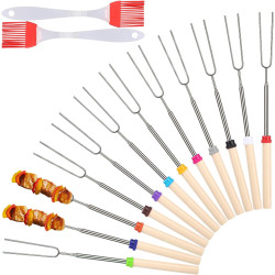 Teleskop Grillspieße Edelstahl 12 Stück,Grillbesteck Set für Camping Grill,Stöcke Roasting Sticks Schaschlikspieße,Lagerfeuer