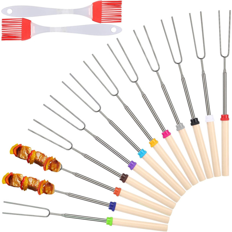 Teleskop Grillspieße Edelstahl 12 Stück,Grillbesteck Set für Camping Grill,Stöcke Roasting Sticks Schaschlikspieße,Lagerfeuer Teleskop Grillspieße Edelstahl 12 Stück,Grillbesteck Set für Camping Grill,Stöcke Roasting Sticks Schaschlikspieße,Lagerfeuer