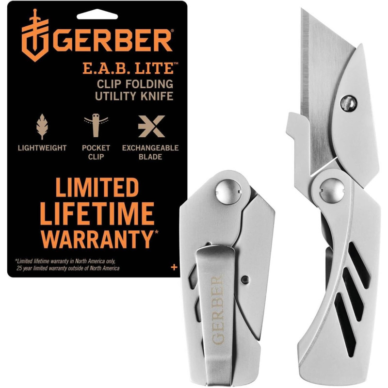 Gerber Cuttermesser, Klappbar, Klingenlänge: 5,7 cm, EAB Lite, Edelstahl, 31-000345 Gerber Cuttermesser, Klappbar, Klingenlänge: 5,7 cm, EAB Lite, Edelstahl, 31-000345