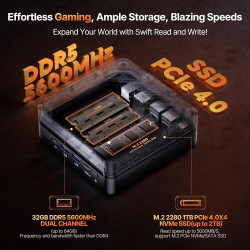 ACEMAGIC Cyberpunk RGB AI Mini PC Gaming AMD Ryzen 7 8845HS (bis zu 5,1 GHz), 32GB DDR5 1024GB (1TB) NVME PCIE 4.0 SSD Micro