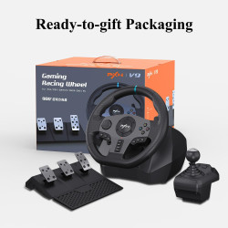 PXN V9 Lenkrad PC mit Pedalen und Schaltung, 270/900 Grad Gaming Lenkrad PS4 mit Vibration Feeback, Lenkräder für Xbox One, Xbox