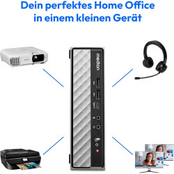 MEDION S20 Mini PC (Slim, Intel Core i5-12400T, 512GB SSD, 16GB DDR4 RAM, VESA Halterung, USB-C, WLAN, Win 11 Home)