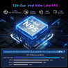 Blackview MP80 Mini PC W-11 Pro vorinstalliert Intel 12.Gen N95(bis zu 3,4GHz) 16GB DDR5 RAM 512GB M.2 SSD Micro Desktop