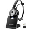 TECKNET Bluetooth PC Headset mit Mikrofon & USB Dongle [45 Std Anrufzeit & 10M Reichweite] kabelloses Headset mit Ladestation,