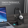 TECKNET Bluetooth PC Headset mit Mikrofon & USB Dongle [45 Std Anrufzeit & 10M Reichweite] kabelloses Headset mit Ladestation,