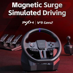 PXN V9 Gen2 PC Lenkrad mit Pedalen und Shifter, 270/900 Grad Drehung Racing Wheel, Magnetic Encoder Rennlenkrad, Hall Effect