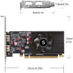SAPLOS Radeon HD 6570 Grafikkarte, 2 HDMI, 1G GDDR3 64-bit, Video Cards PC, Low Profile Graphics Card, Computer GPU, PCI Express