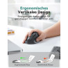 TECKNET Ergonomische Maus Kabellos, 4800 DPI Vertikale Maus, 99% Lärmminderung, 6 Tasten, 2.4G Computer Funkmaus, Leise Wireless