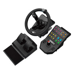 Logitech G Saitek Farm Sim Controller, Farming Simulator Bundle bestehend aus Lenkrad, Steuerkonsole, Gas- und Bremspedal, 900°