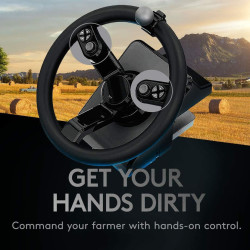 Logitech G Saitek Farm Sim Controller, Farming Simulator Bundle bestehend aus Lenkrad, Steuerkonsole, Gas- und Bremspedal, 900°