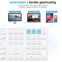 OMOTON Bluetooth-Mac-Tastatur, Kabellose Magic Keyboard für Apple MacBook Pro/Air, iMac, iMac Pro, Mac mini/Pro, AAA