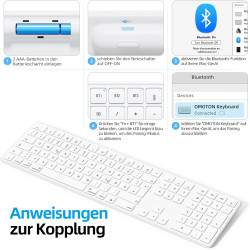 OMOTON Bluetooth-Mac-Tastatur, Kabellose Magic Keyboard für Apple MacBook Pro/Air, iMac, iMac Pro, Mac mini/Pro, AAA