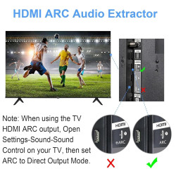 Rensaday HDMI ARC Audio Extractor mit 24bit DAC - HDMI/Optical zu Optical, ARC, RCA & 3,5-mm - 5.1/2.0 Kanal 192kHz & CEC