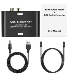 Rensaday HDMI ARC Audio Extractor mit 24bit DAC - HDMI/Optical zu Optical, ARC, RCA & 3,5-mm - 5.1/2.0 Kanal 192kHz & CEC
