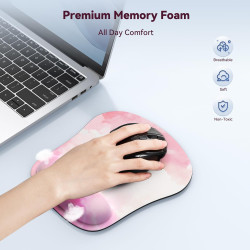 TECKNET Mauspad mit Gelkissen, Memory Foam Mousepad Ergonomisches Wasserdicht Komfort Mausmatte mit Handgelenkpolster