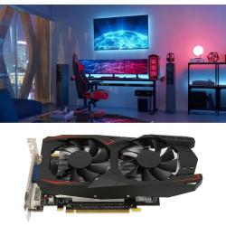 Goshyda Gaming-Grafikkarte, GTX1050Ti 4 GB DDR5 128 Bit DVI VGA HDMI-Schnittstelle, Computer-Grafikkarte mit Dual-Lüfter-Kühlung