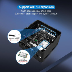 CWWK X86-P6 N355 Mini PC Pocket-NAS, 4 Bay M.2 NVMe Mini Computer mit 2 x i226-V 2.5GbE LAN, Micro PC Barebone DDR5 NO