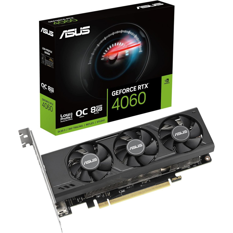 ASUS GeForce RTX 4060 LP BRK OC Edition 8GB GDDR6 Gaming Grafikkarte (Nvidia RTX4060 DLSS 3, PCIe 4.0, 2X DisplayPort 1.4a, 2X ASUS GeForce RTX 4060 LP BRK OC Edition 8GB GDDR6 Gaming Grafikkarte (Nvidia RTX4060 DLSS 3, PCIe 4.0, 2X DisplayPort 1.4a, 2X