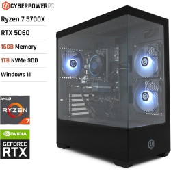 CYBERPOWERPC Wyvern Gaming PC - AMD Ryzen 7 5700X, Nvidia RTX 5060 8GB, 16GB RAM, 1TB NVMe SSD, 650W 80+ PSU, Wi-Fi, Windows 11,