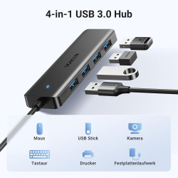 UGREEN 4-Port USB 3.0 Hub USB Verteiler 5Gbps USB Mehrfachstecker USB Splitter für MacBook, iMac, Surface, Dell, Thinkpad, USB